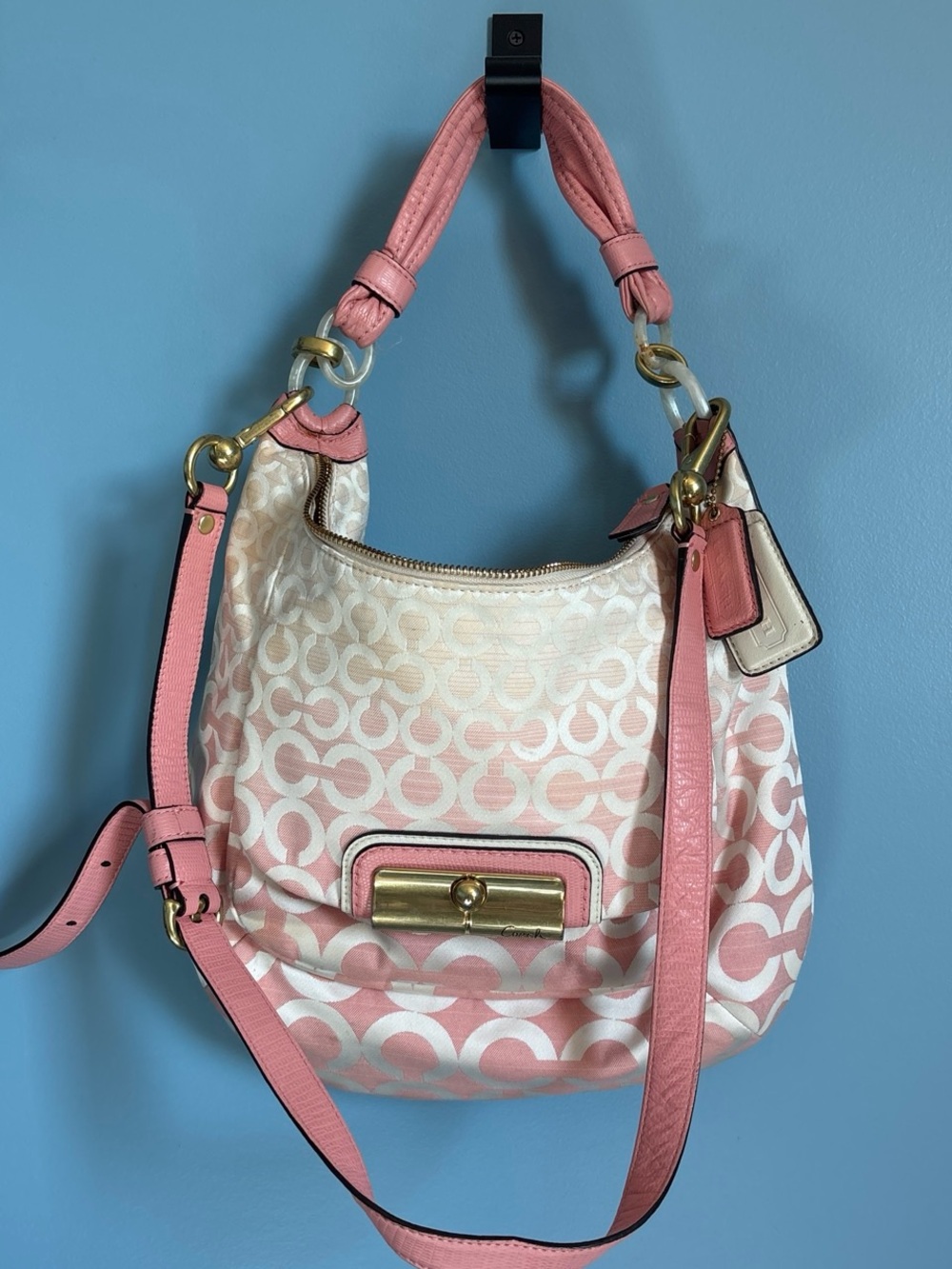 Coach pink Kristin Op Art Ombre Hobo Bag (Style 16793)